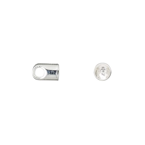 Cord end, glue-in, silver-plated brass, 8x5mm with 4mm inside diameter. Sold per pkg of 100. image number 0