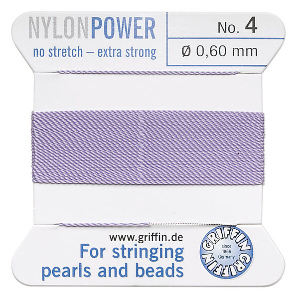 Thread, Griffin, nylon, lilac, size #4. Sold per 2-meter card (approximately 78 inches). image number 0