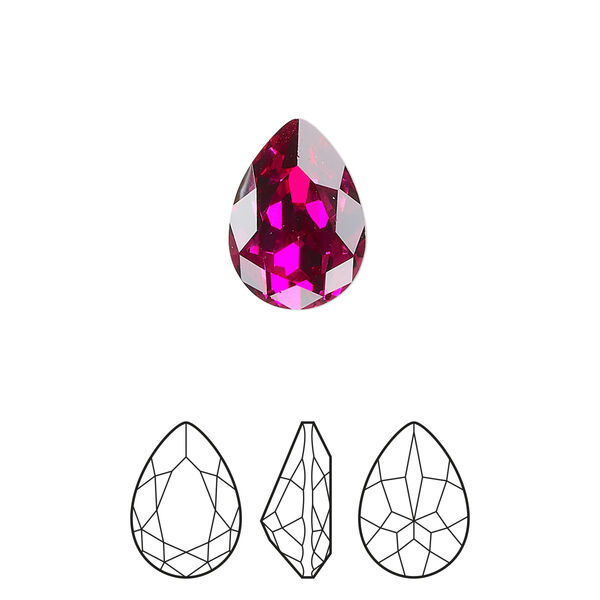 Fancy stone 1pkg2 fuchsia foil back, Preciosa MAXIMA Czech crystal rhinestone 14x10mm pear image number 0