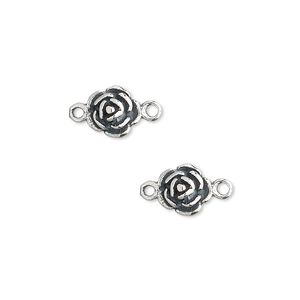 Link, JBB Findings, sterling silver, 8x7mm rose. Sold per pkg of 2.