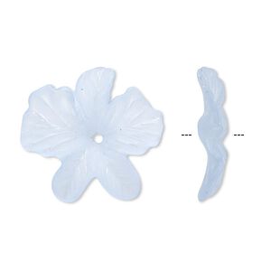Component, acrylic, frosted light blue, 23x5mm flower. Sold per pkg of 100.