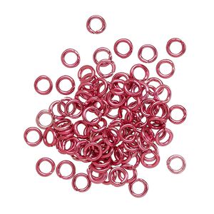 Jump ring, anodized and dyed aluminum, dark pink, 4mm round, 2.4mm inside diameter, 20 gauge. Sold per pkg of 100.