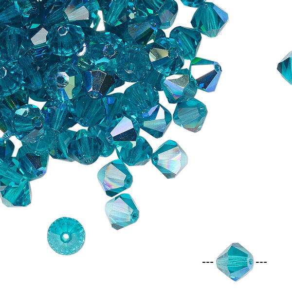 Bead 144pk blue zircon AB, Preciosa Czech crystal 6mm bicone image number 0