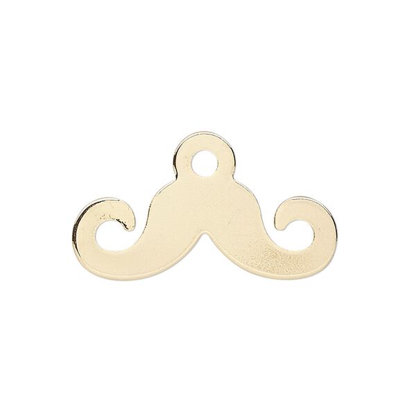 Charm, gold-finished steel, 28x11mm mustache. Sold per pkg of 10. image number 0