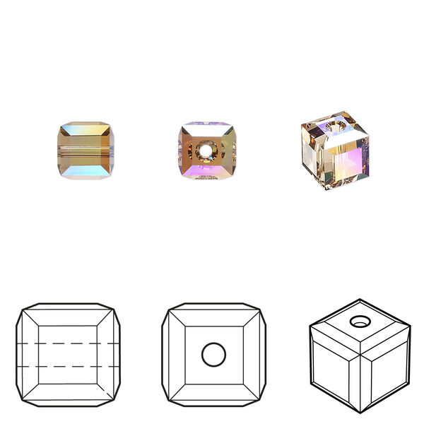 Bead 48pk light Colorado topaz shimmer, Crystal Passions® 6mm cube 5601 image number 0