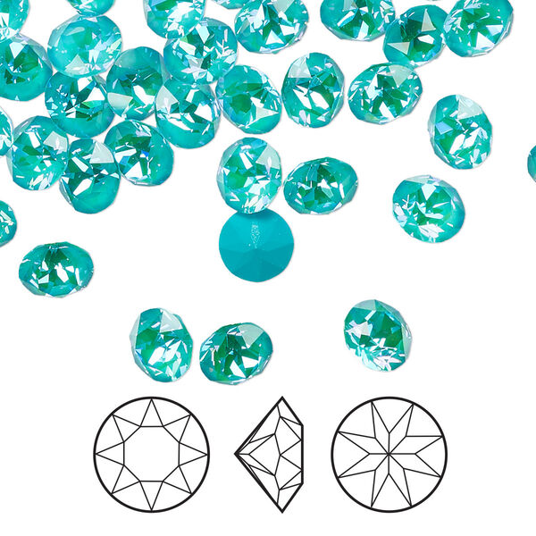 Chaton 12pk crystal laguna DeLite, Crystal Passions® 6.14-6.32mm round SS29 1088 image number 0