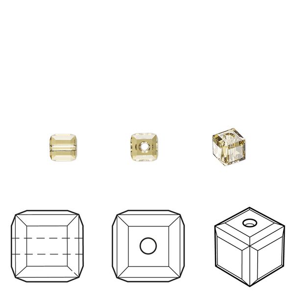 Bead 12pk dark jonquil, Crystal Passions® Regenerated 4mm faceted cube 5601 image number 0