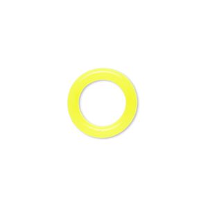 Component, Oh! Ring™, silicone, neon yellow, 15mm round with 10mm hole. Sold per pkg of 100.