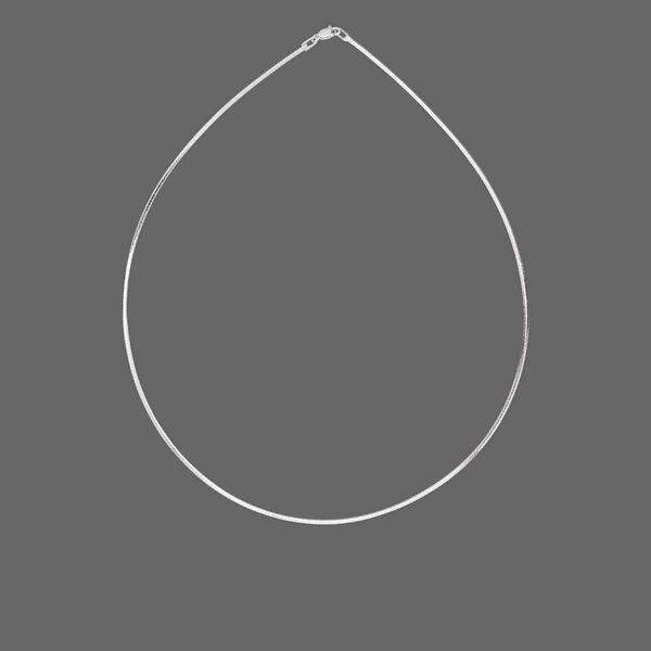 Chain, sterling silver, 1.8mm hexagon omega, 18 inches with lobster claw clasp. Sold individually. image number 0