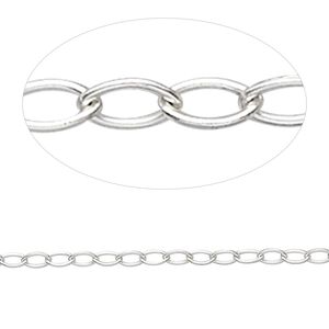 Chain 1pkg1 sterling silver cable, 2.5mm, 5 foot unfinished