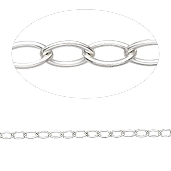 Chain 1pkg1 sterling silver cable, 2.5mm, 5 foot unfinished image number 0