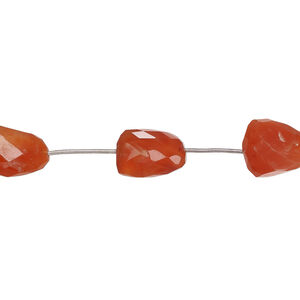 Carnelian 1pkg5, hand-cut faceted nugget bead, medium to large