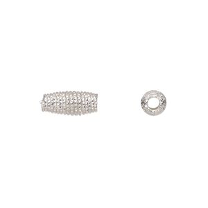 Bead, sterling silver, 12x5mm diamond-cut coiled oval. Sold per pkg of 2.