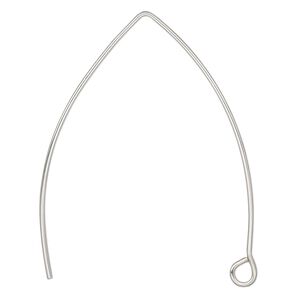 Ear wire 1pkg20, 40mm marquise / open loop, 21 gauge stainless steel 10 pair