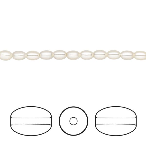 Pearl 100pk cream, Crystal Passions® 4x3mm rice 5824 image number 0