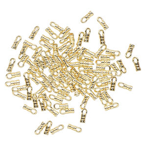 Crimp end 1pkg100 gold-plated, 5.5x3.5mm tube / loop / 2mm inside diameter, brass