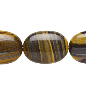 Tiger zebra iron / tiger iron 1pkg1, puffed oval bead natural 8 inch 25x18mm