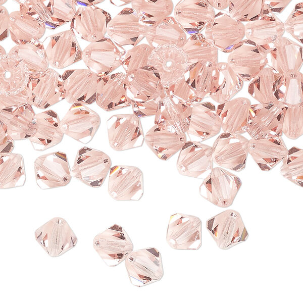 Bead 24pk light rose, Preciosa Czech crystal 6mm bicone image number 0