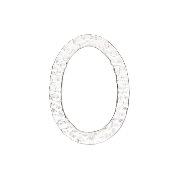Component, Hill Tribes, sterling silver, 27x20mm single-sided textured open oval. Sold individually. image number 0