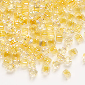 Seed bead, Miyuki 1pkg10g, glass, #5 triangle, transparent apricot inside dyed color clear (TR-1107)