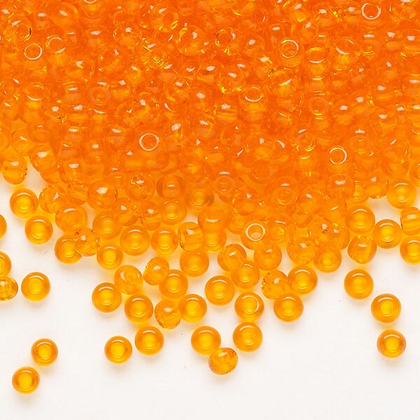 Seed bead, Preciosa Ornela Czech glass, pkg/500g, #8 rocaille, transparent orange, (90000). image number 0