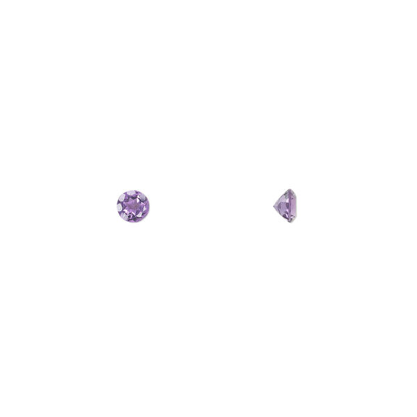 Gem, amethyst (natural), light to medium, 3.5mm faceted round, A grade, Mohs hardness 7. Sold per pkg of 4. image number 0
