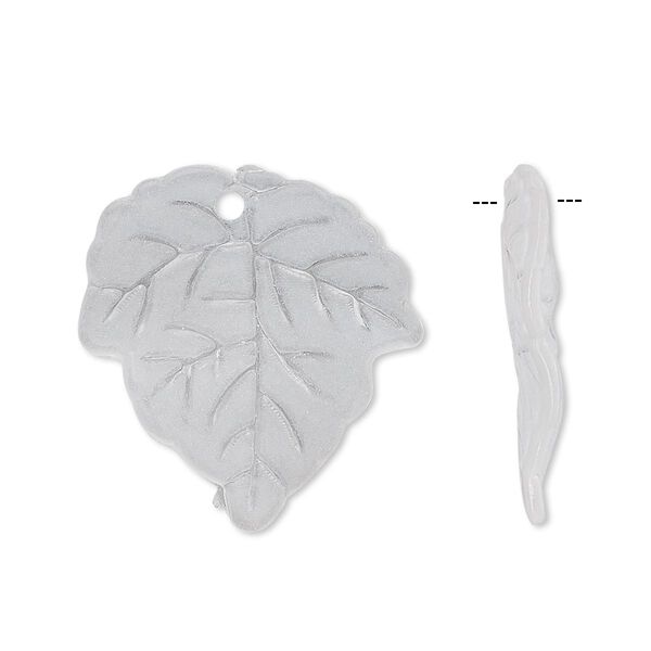 Drop, acrylic, frosted clear, 24x23mm leaf. Sold per pkg of 100. image number 0