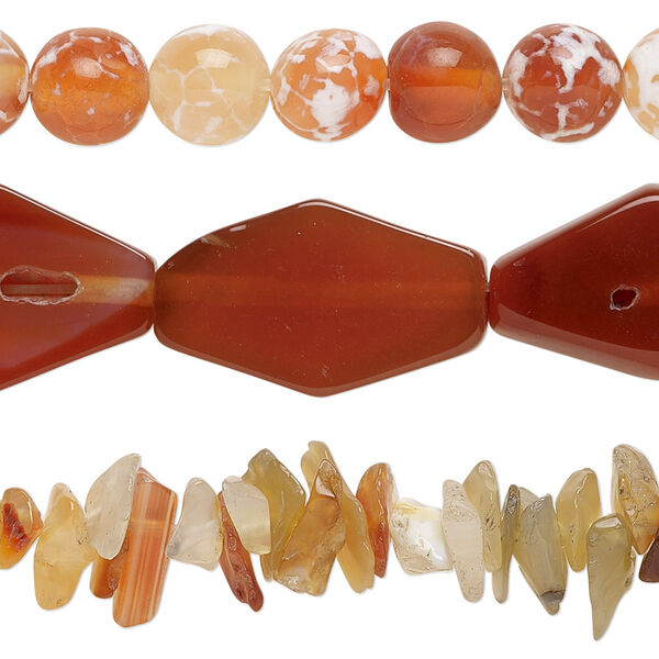 Red agate 1pkg3, mixed shape bead C- grade, 15 inch mix 5x1mm-25x14mm image number 0