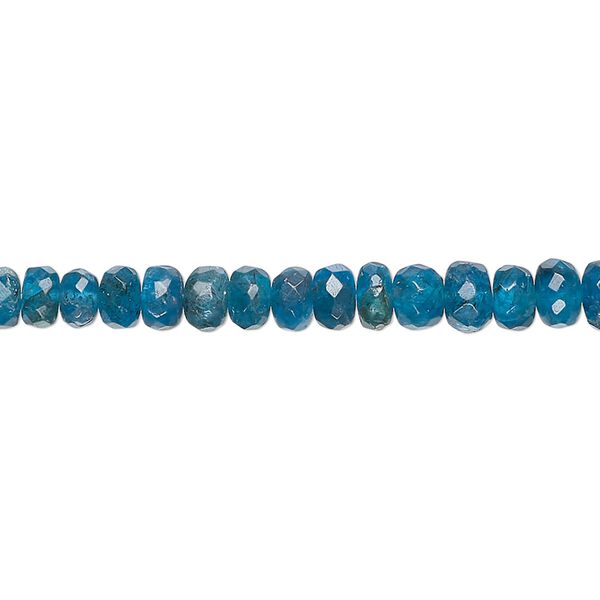 Blue apatite 1pkg1, hand-cut faceted rondelle bead natural 13 inch 4x2mm-5x4mm image number 0