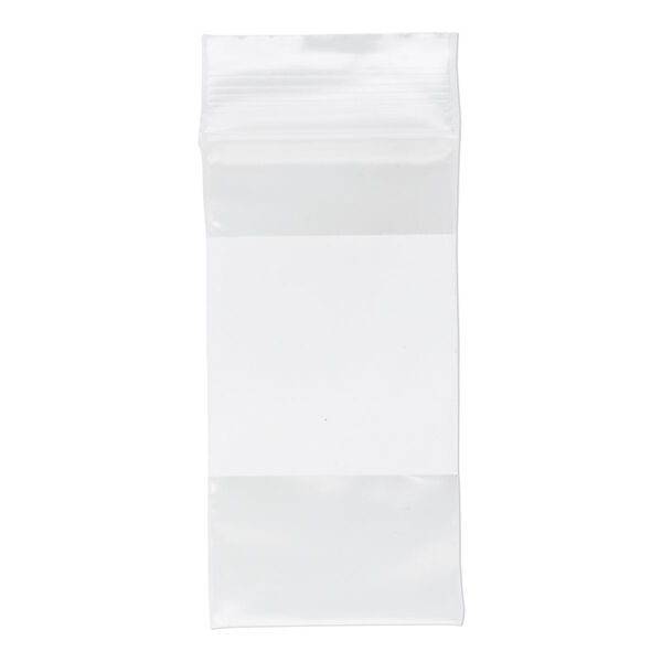 Bag, Tite-Lip™, plastic, clear and white, 2x1-inch top zip with block. Sold per pkg of 100. image number 1