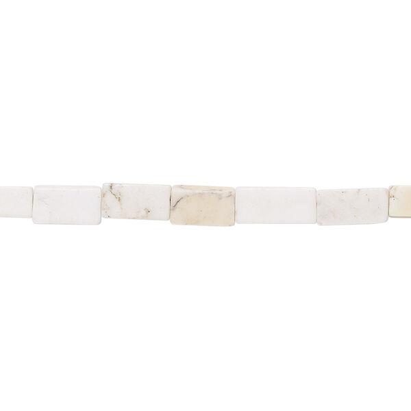 Bead, magnesite (stabilized), white, 7x3mm-8x4mm square tube, D grade, Mohs hardness 3-1/2 to 4. Sold per 15-inch strand. image number 0
