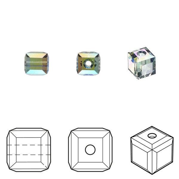 Bead 6pk erinite shimmer, Crystal Passions® 6mm cube 5601 image number 0