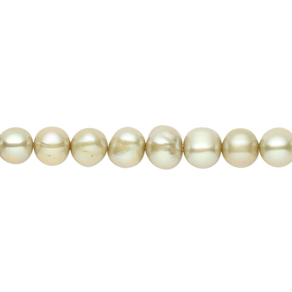 Pearl, cultured freshwater (dyed), pistachio, 5-6mm semi-round, C- grade, Mohs hardness 2-1/2 to 4. Sold per 16-inch strand. image number 0