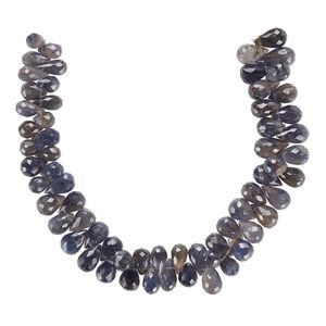 Iolite 1pkg1, hand-cut top-drilled faceted teardrop bead natural 8 inch graduated 8x5mm-11x8mm