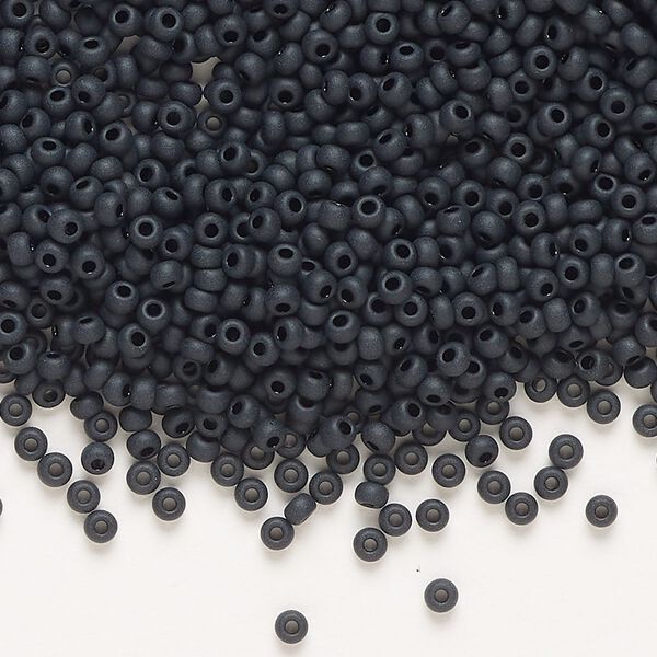 Seed bead, Preciosa Ornela, Czech glass, pkg/500g, opaque matte black, #10 rocaille. image number 0
