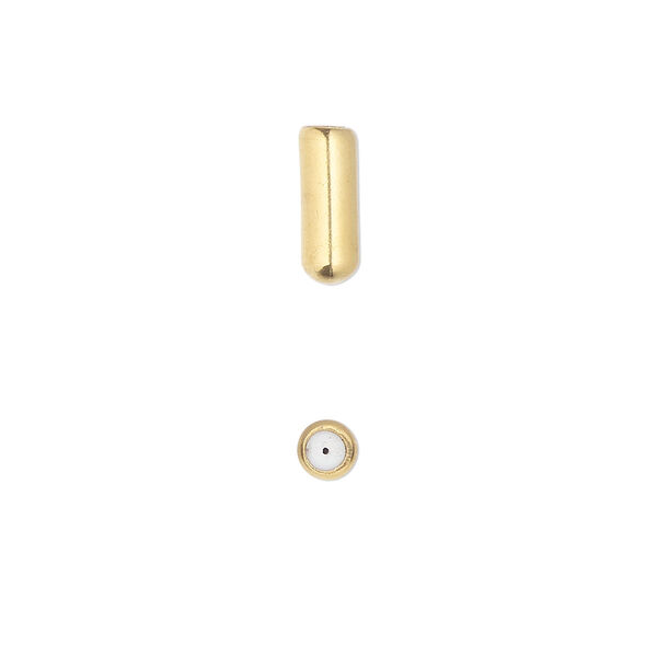 Hat pin clutch, gold-finished stainless steel and silicone, 10x4mm. Sold per pkg of 10. image number 0