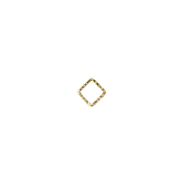 Component, gold-plated brass, 5mm single-sided diamond-cut open square, 1.3mm thick. Sold per pkg of 100. image number 0