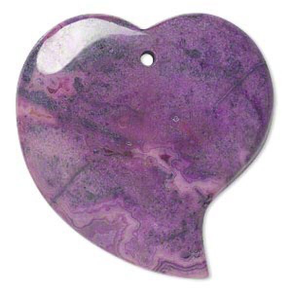 Focal, crazy lace agate (dyed), purple, 46x33mm single-sided flat-backed falling heart, B- grade, Mohs hardness 6-1/2 to 7. Sold individually. image number 0
