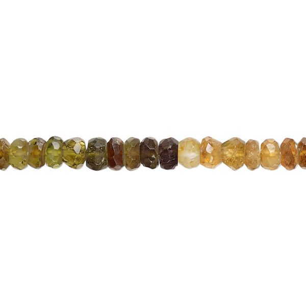 Amber-green tourmaline 1pkg1, hand-cut faceted rondelle bead natural B grade, 13 inch 4x2mm-6x4mm image number 0