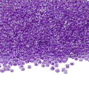 Seed bead, Ming Tree™, glass, pkg/1 pound, #11 round, transparent color-lined purple.