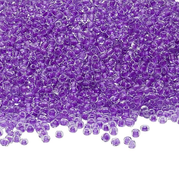 Seed bead, Ming Tree™, glass, pkg/1 pound, #11 round, transparent color-lined purple. image number 0