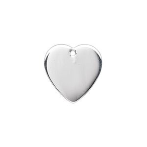 Charm, sterling silver, 17mm heart. Sold individually.