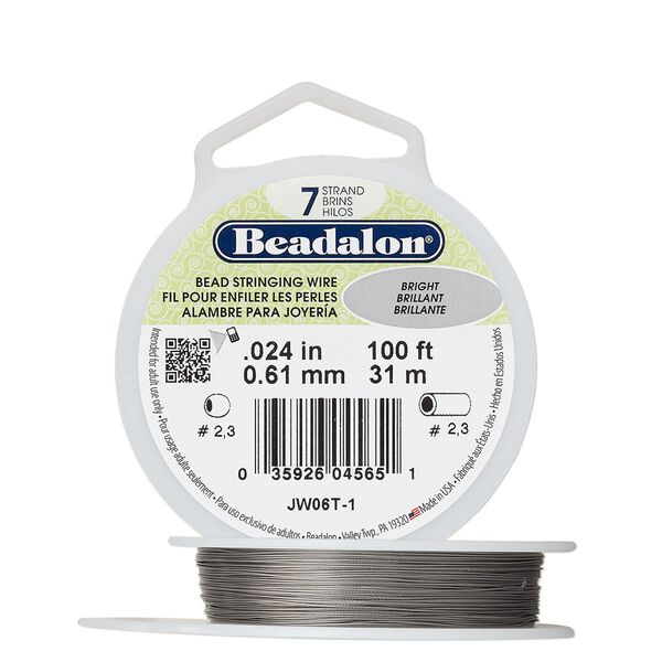 Wire, Beadalon®, nylon and stainless steel, bright, 7 strand, 0.024-inch diameter. Sold per 100-foot spool. image number 0