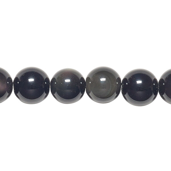 Bead, rainbow obsidian (natural), 10mm round, B grade, Mohs hardness 5 to 5-1/2. Sold per 15-1/2" to 16" strand. image number 0
