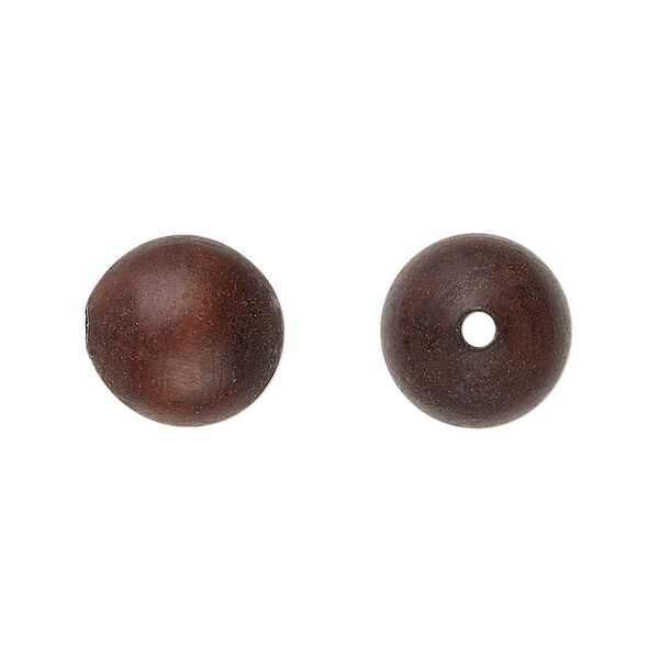 Bead, wood (natural), brown, 10-12mm hand-cut round. Sold per pkg of 8. image number 0