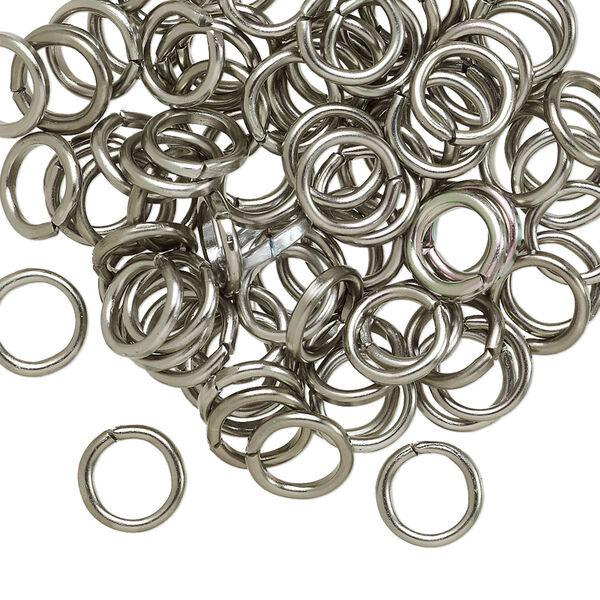 Jump ring, anodized aluminum, metallic grey, 8mm round, 5.4mm inside diameter, 16 gauge. Sold per pkg of 100. image number 0