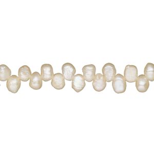 Pearl, cultured freshwater, peach, 4x3mm-7x5mm top-drilled flat-sided rice, C grade. Sold per 16-inch strand.