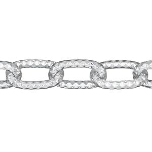 Chain 1pkg1 cable, 10.3mm textured, aluminum / anodized silver 5 foot unfinished