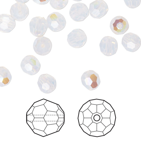 Bead 144pk white opal shimmer, Crystal Passions® 6mm round 5000 image number 0