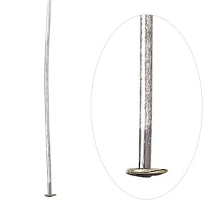 Head pin, antique silver-plated brass, 1-1/2 inches, 21 gauge. Sold per pkg of 500.